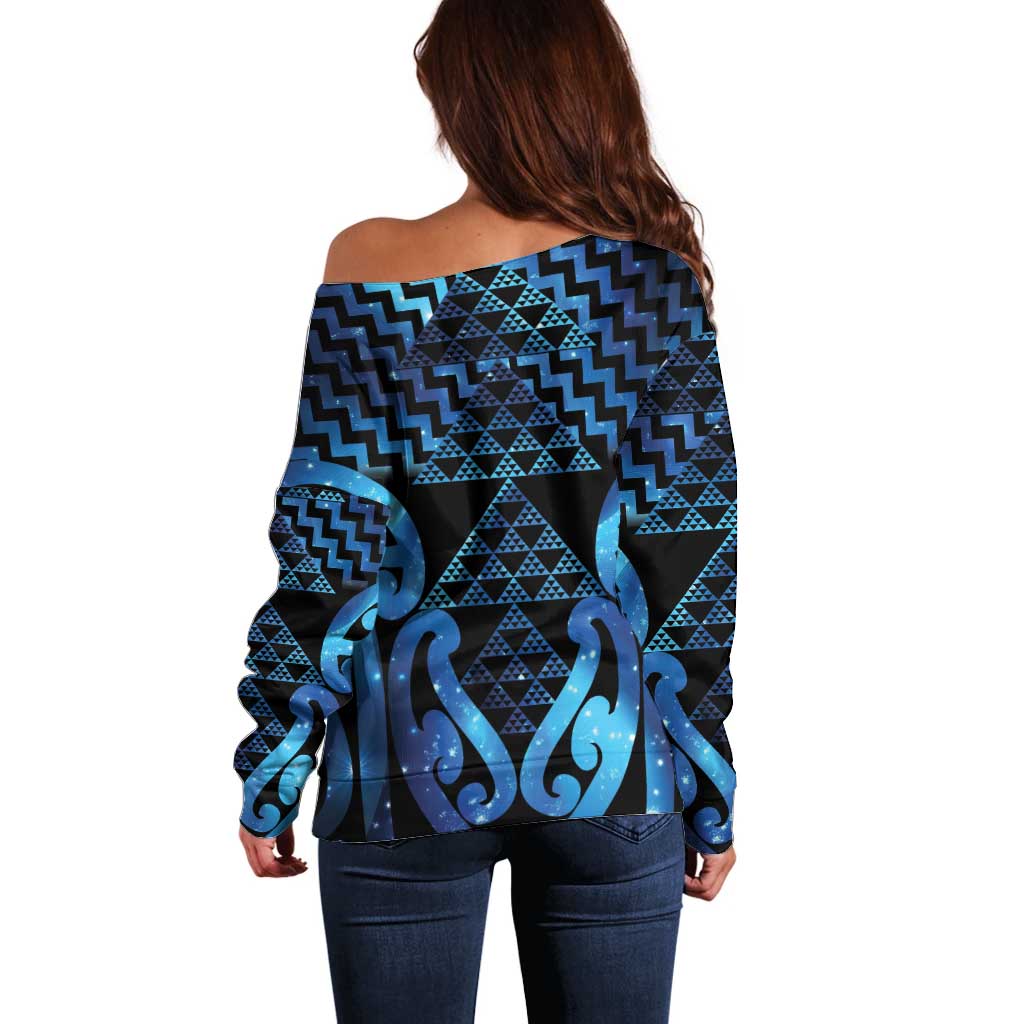 Taniko Motifs Matariki New Zealand Off Shoulder Sweater NZ Niho Taniwha Poutama
