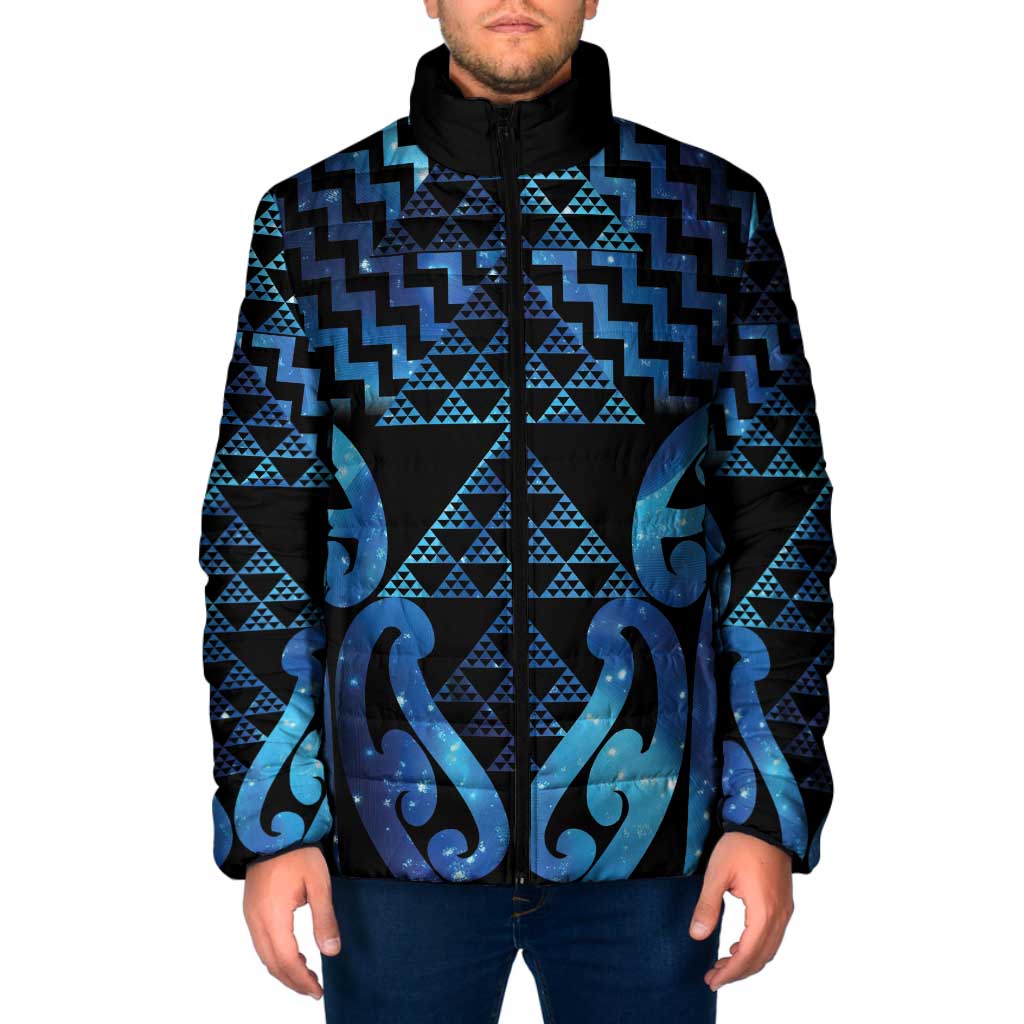 Taniko Motifs Matariki New Zealand Padded Jacket NZ Niho Taniwha Poutama LT14 Men Blue - Polynesian Pride