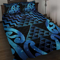 Taniko Motifs Matariki New Zealand Quilt Bed Set NZ Niho Taniwha Poutama LT14 Blue - Polynesian Pride