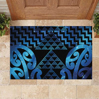 Taniko Motifs Matariki New Zealand Rubber Doormat NZ Niho Taniwha Poutama LT14 Blue - Polynesian Pride