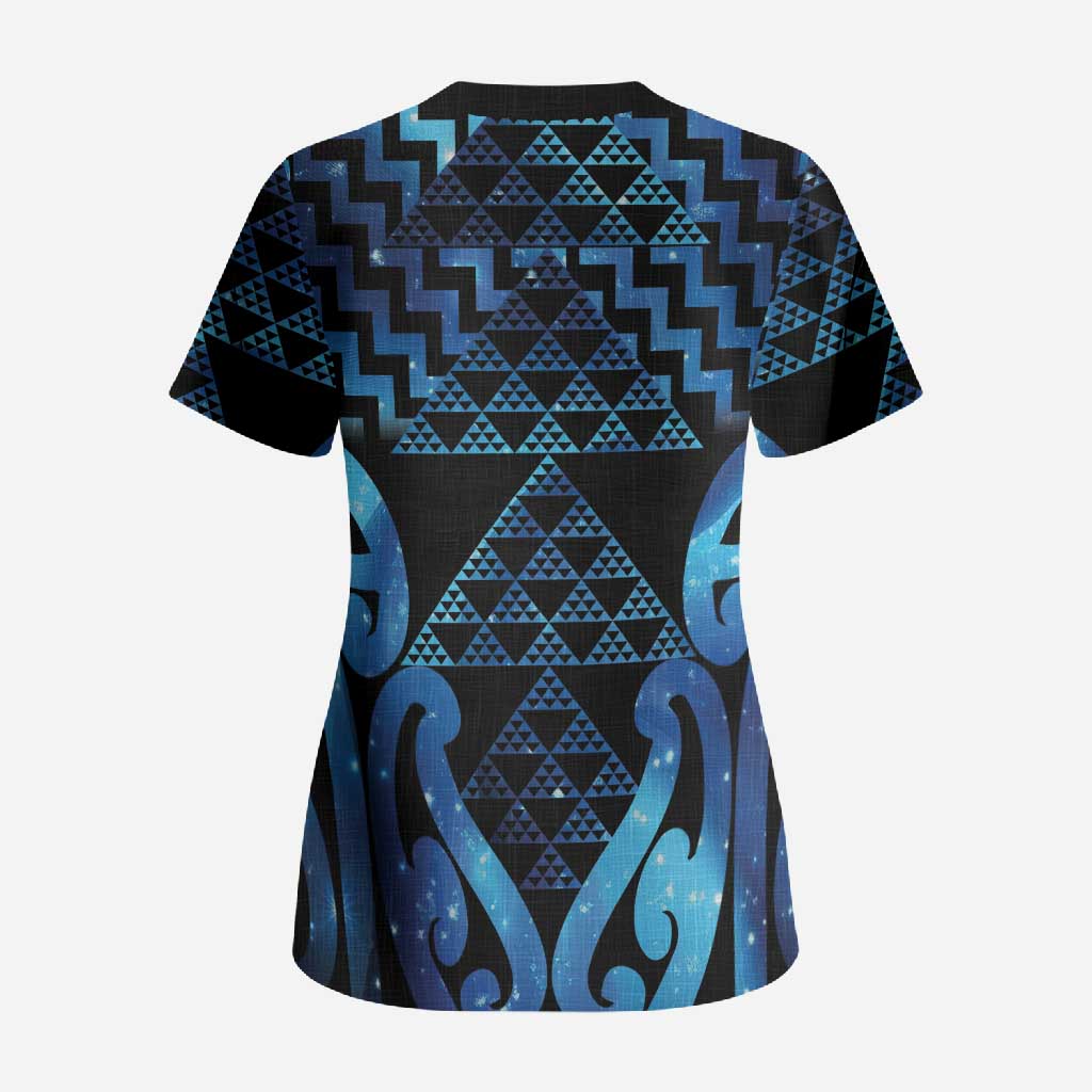Taniko Motifs Matariki New Zealand Scrub Top NZ Niho Taniwha Poutama LT14 - Polynesian Pride