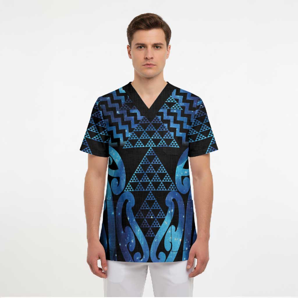 Taniko Motifs Matariki New Zealand Scrub Top NZ Niho Taniwha Poutama LT14 - Polynesian Pride