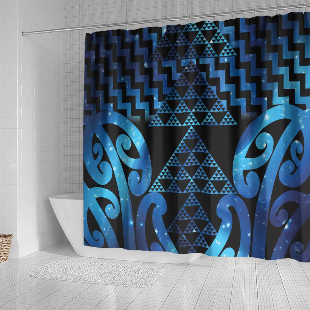 Taniko Motifs Matariki New Zealand Shower Curtain NZ Niho Taniwha Poutama LT14 - Polynesian Pride