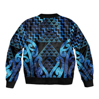 Taniko Motifs Matariki New Zealand Sleeve Zip Bomber Jacket NZ Niho Taniwha Poutama LT14 - Polynesian Pride