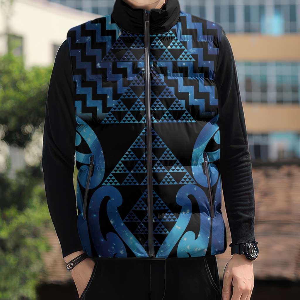 Taniko Motifs Matariki New Zealand Sleeveless Puffer Jacket NZ Niho Taniwha Poutama LT14 - Polynesian Pride
