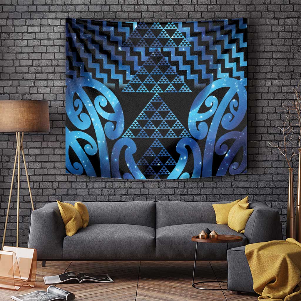 Taniko Motifs Matariki New Zealand Tapestry NZ Niho Taniwha Poutama LT14 Blue - Polynesian Pride