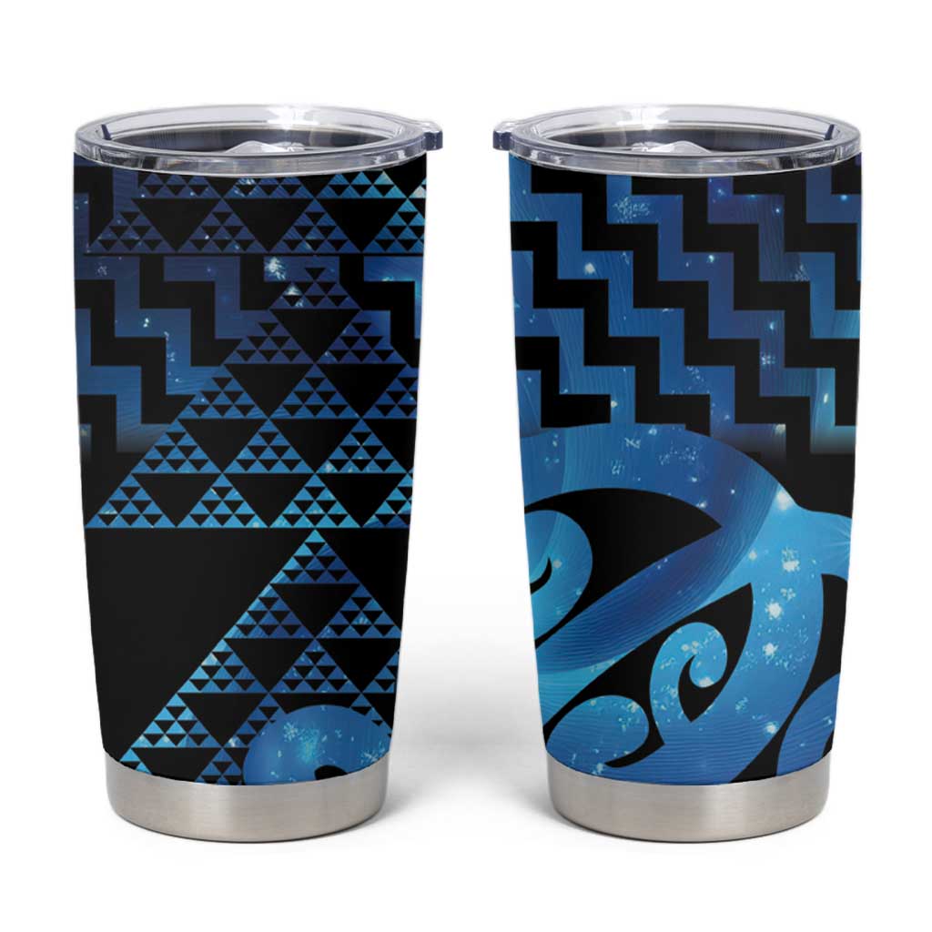 Taniko Motifs Matariki New Zealand Tumbler Cup NZ Niho Taniwha Poutama LT14 Blue - Polynesian Pride