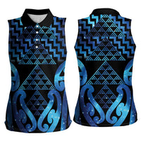 Taniko Motifs Matariki New Zealand Women Sleeveless Polo Shirt NZ Niho Taniwha Poutama