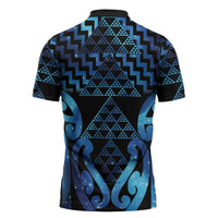 Taniko Motifs Matariki New Zealand Zipper Polo Shirt NZ Niho Taniwha Poutama