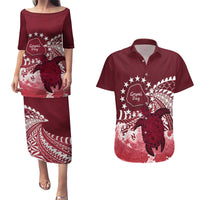 Cook Islands Mangaia Gospel Day Couples Matching Puletasi and Hawaiian Shirt Polynesian Art With Sea Turtle