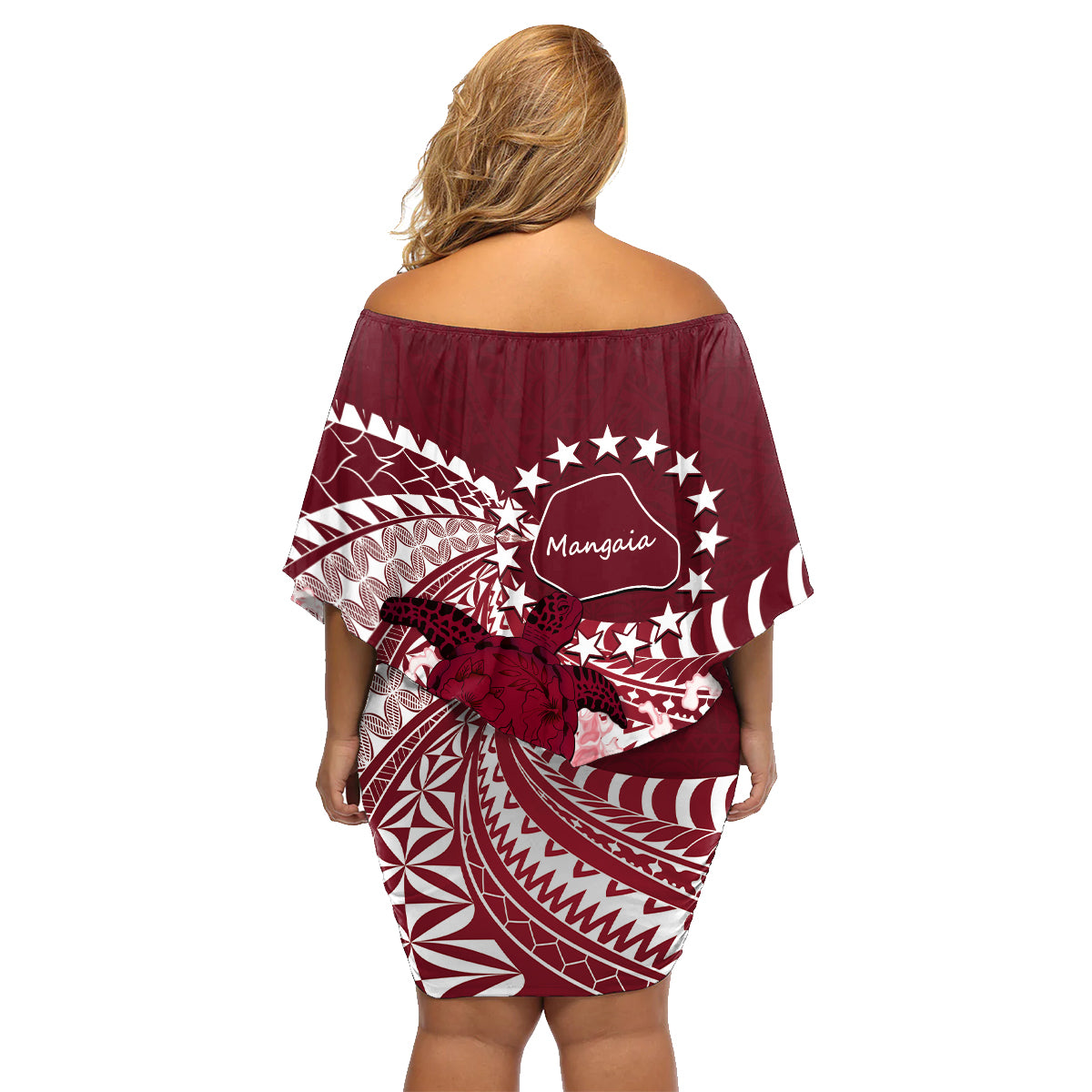 Cook Islands Mangaia Gospel Day Family Matching Off Shoulder Short Dress and Hawaiian Shirt Polynesian Art With Sea Turtle