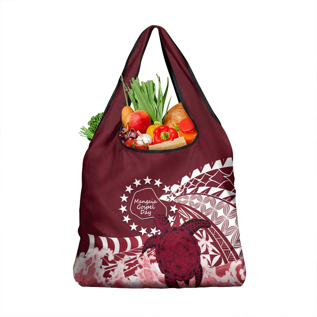 Cook Islands Mangaia Gospel Day Grocery Bag Polynesian Art With Sea Turtle