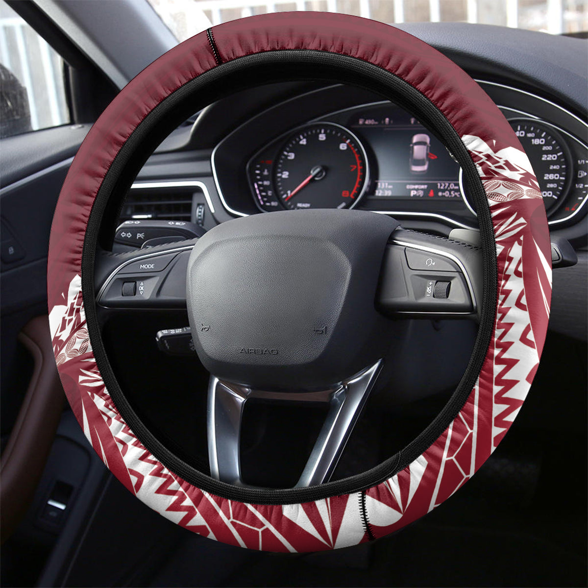 Cook Islands Mangaia Gospel Day Steering Wheel Cover Polynesian Art With Sea Turtle