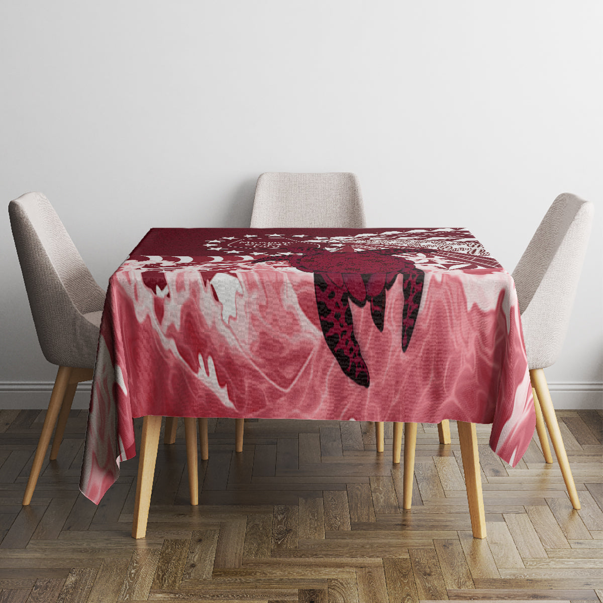 Cook Islands Mangaia Gospel Day Tablecloth Polynesian Art With Sea Turtle