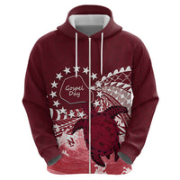 Cook Islands Mangaia Gospel Day Zip Hoodie Polynesian Art With Sea Turtle