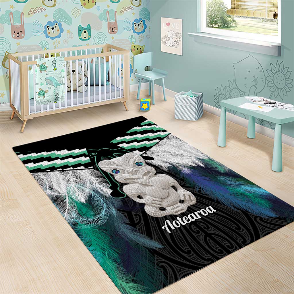 Aotearoa Korowai Motif Area Rug Hei Tiki Poutama Maori Pattern
