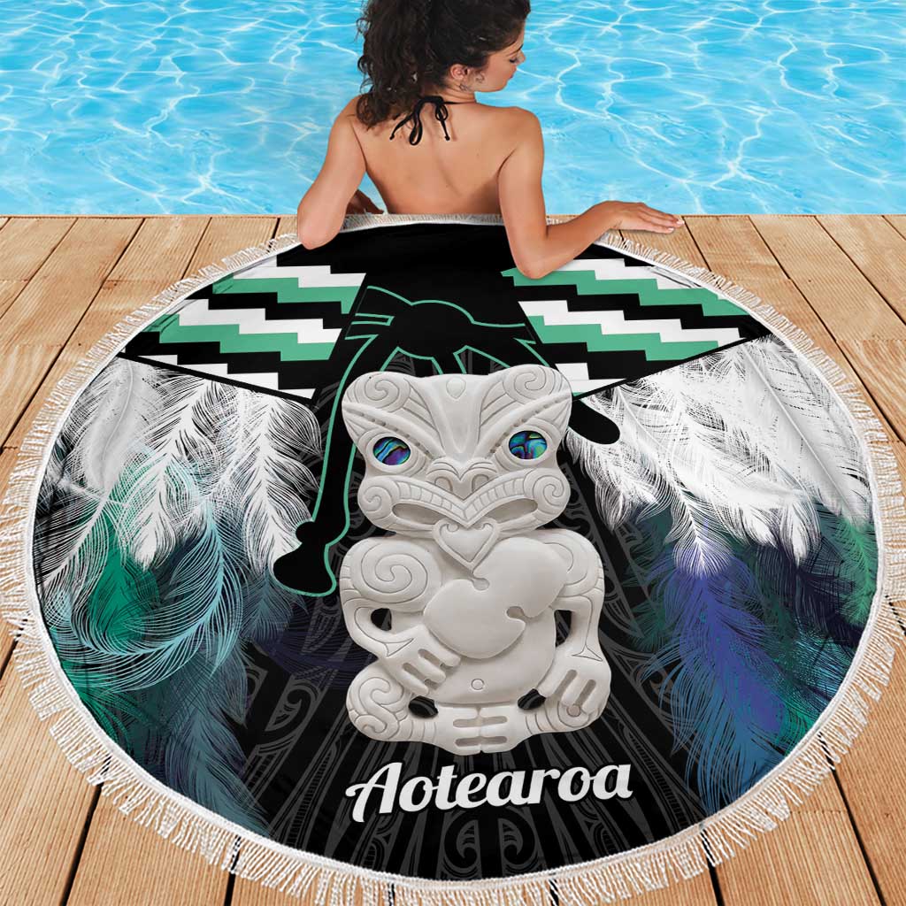 Aotearoa Korowai Motif Beach Blanket Hei Tiki Poutama Maori Pattern LT14 - Polynesian Pride
