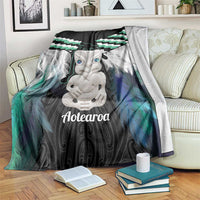 Aotearoa Korowai Motif Blanket Hei Tiki Poutama Maori Pattern LT14 Turquoise - Polynesian Pride
