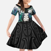 Aotearoa Korowai Motif Family Matching Mermaid Dress and Hawaiian Shirt Hei Tiki Poutama Maori Pattern