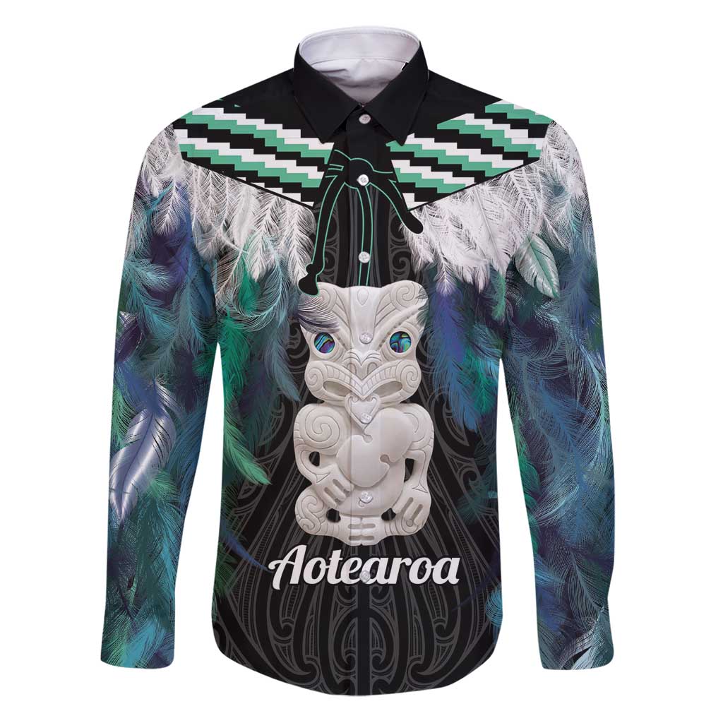 Aotearoa Korowai Motif Family Matching Puletasi and Hawaiian Shirt Hei Tiki Poutama Maori Pattern