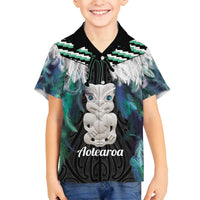 Aotearoa Korowai Motif Family Matching Puletasi and Hawaiian Shirt Hei Tiki Poutama Maori Pattern