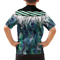 Aotearoa Korowai Motif Family Matching Short Sleeve Bodycon Dress and Hawaiian Shirt Hei Tiki Poutama Maori Pattern