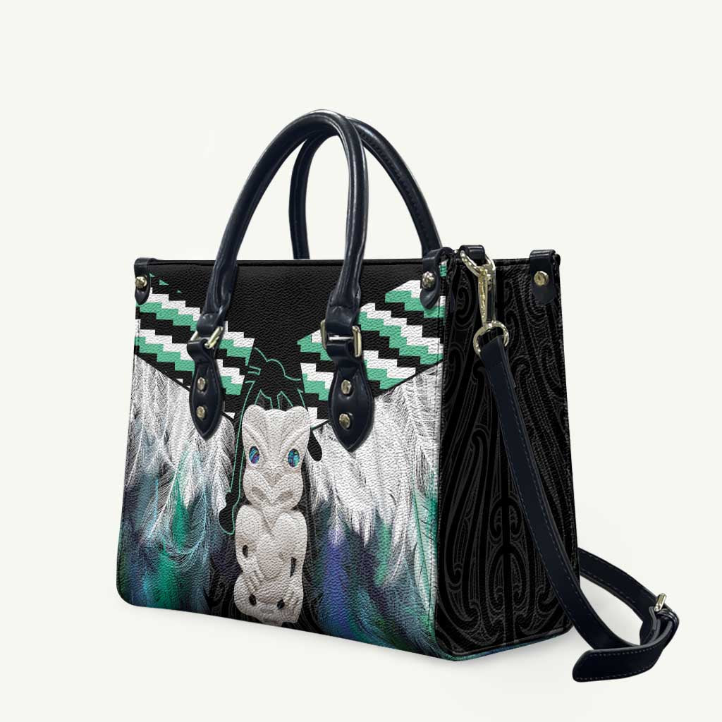 Aotearoa Korowai Motif Leather Bag Hei Tiki Poutama Maori Pattern - Polynesian Pride