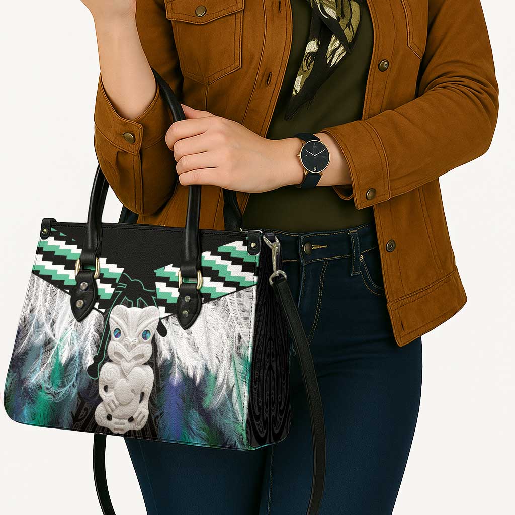 Aotearoa Korowai Motif Leather Bag Hei Tiki Poutama Maori Pattern - Polynesian Pride