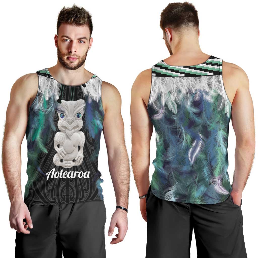Aotearoa Korowai Motif Men Tank Top Hei Tiki Poutama Maori Pattern LT14 - Polynesian Pride