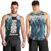 Aotearoa Korowai Motif Men Tank Top Hei Tiki Poutama Maori Pattern LT14 - Polynesian Pride
