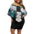 Aotearoa Korowai Motif Off Shoulder Short Dress Hei Tiki Poutama Maori Pattern