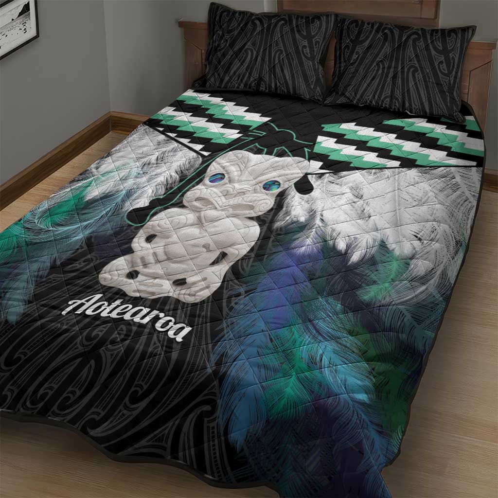 Aotearoa Korowai Motif Quilt Bed Set Hei Tiki Poutama Maori Pattern LT14 - Polynesian Pride