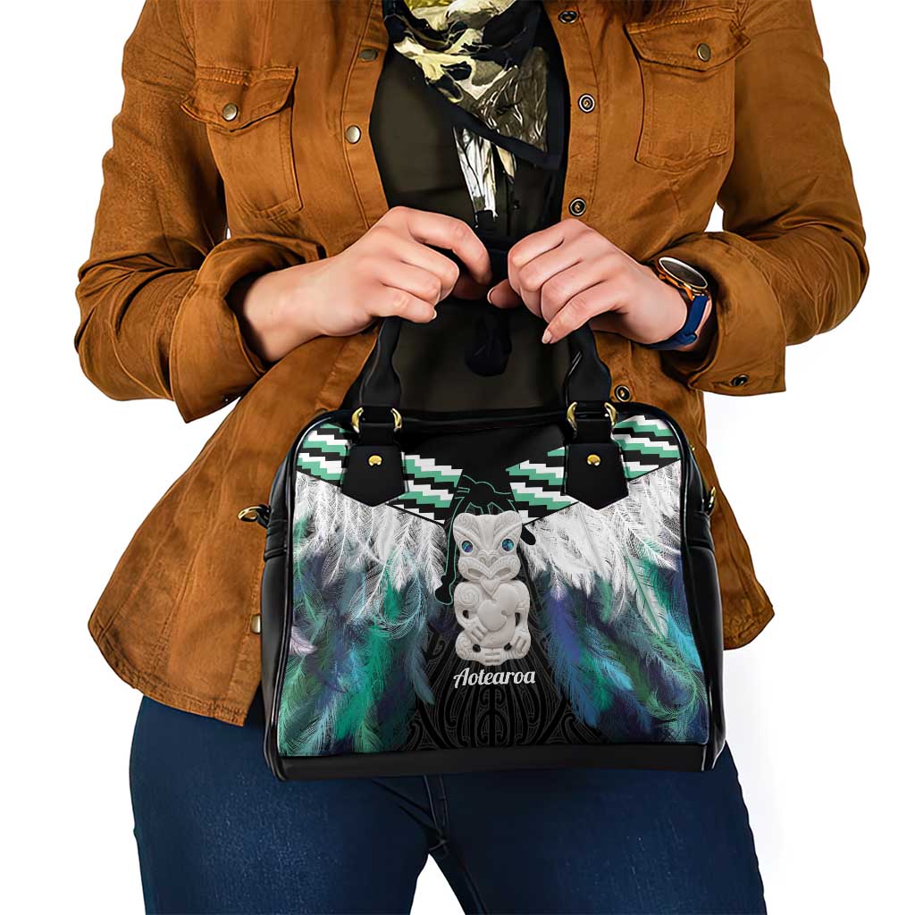 Aotearoa Korowai Motif Shoulder Handbag Hei Tiki Poutama Maori Pattern