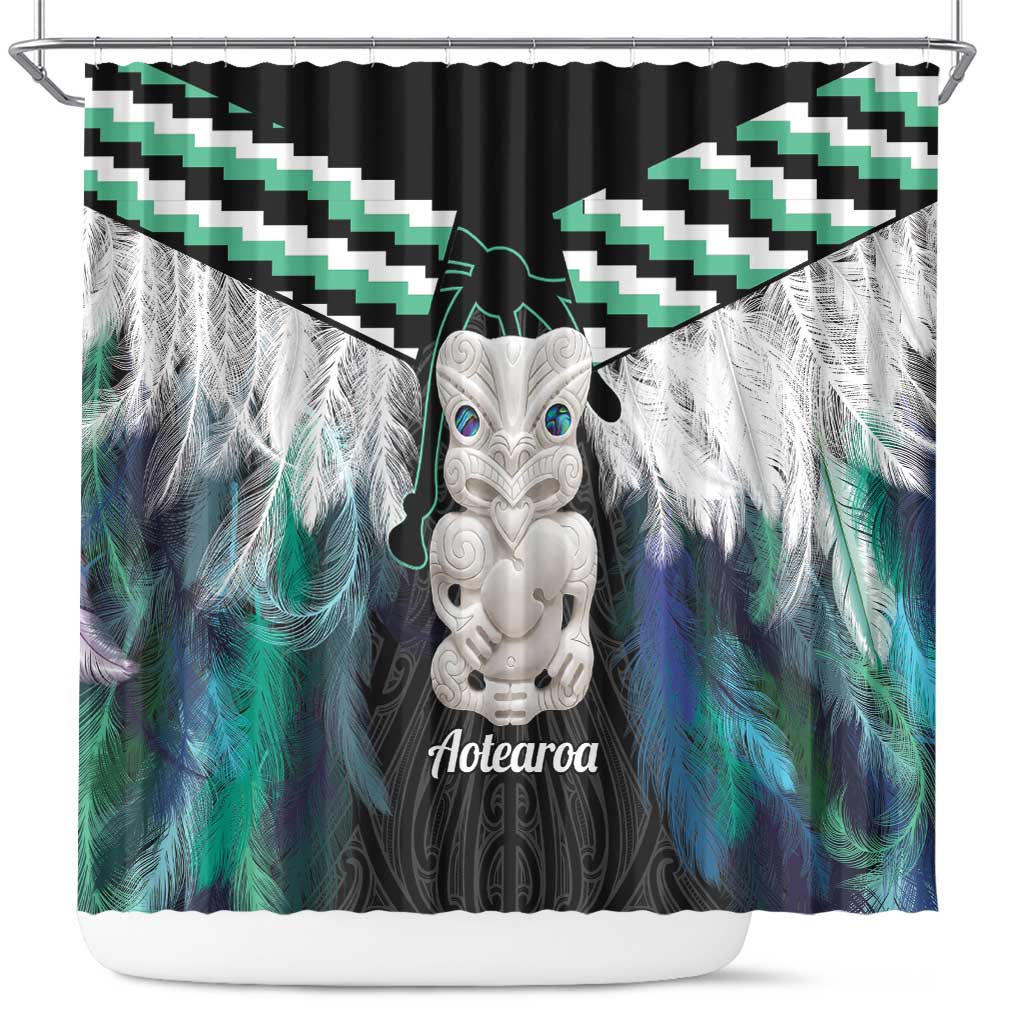 Aotearoa Korowai Motif Shower Curtain Hei Tiki Poutama Maori Pattern