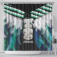 Aotearoa Korowai Motif Shower Curtain Hei Tiki Poutama Maori Pattern