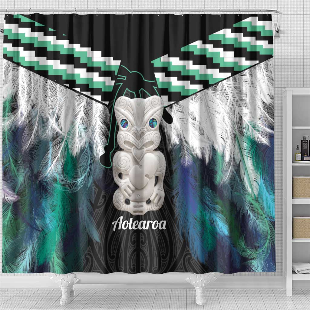 Aotearoa Korowai Motif Shower Curtain Hei Tiki Poutama Maori Pattern
