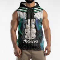 Aotearoa Korowai Motif Sleeveless Zip Hoodie Hei Tiki Poutama Maori Pattern LT14 - Polynesian Pride