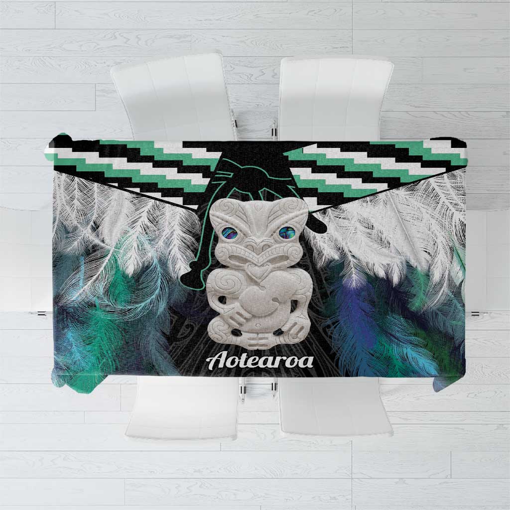 Aotearoa Korowai Motif Tablecloth Hei Tiki Poutama Maori Pattern LT14 Turquoise - Polynesian Pride