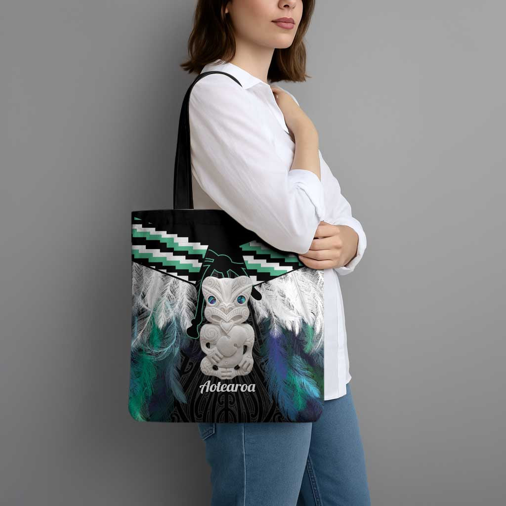 Aotearoa Korowai Motif Tote Bag Hei Tiki Poutama Maori Pattern - Polynesian Pride
