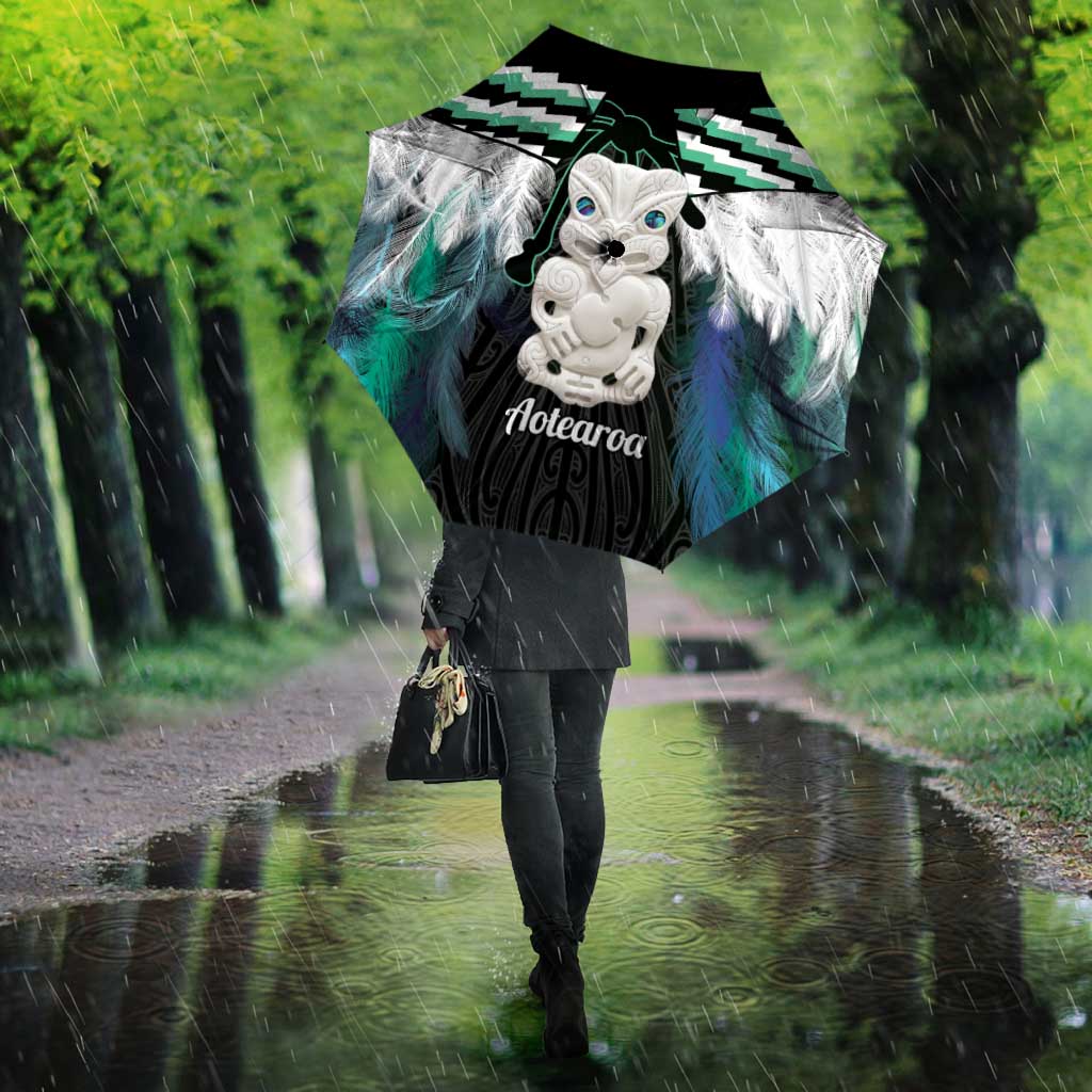Aotearoa Korowai Motif Umbrella Hei Tiki Poutama Maori Pattern - Polynesian Pride