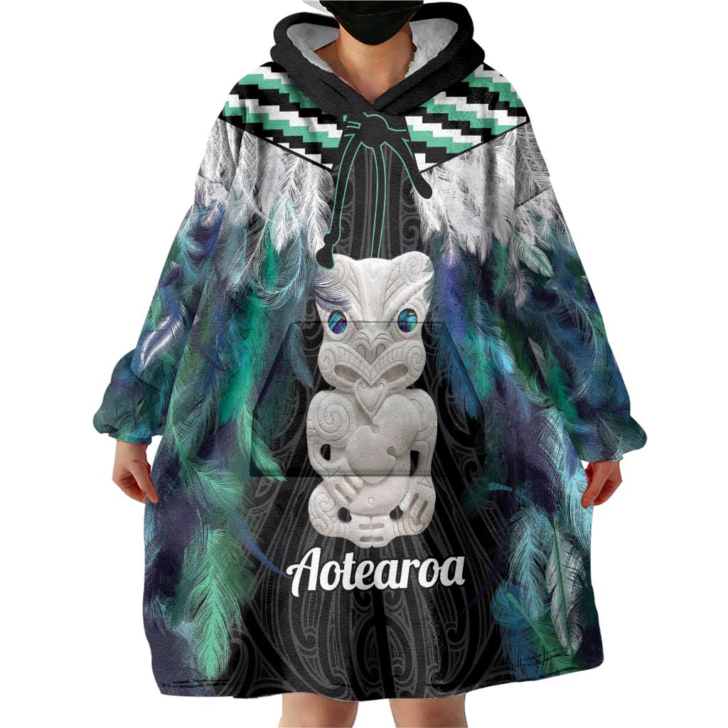 Aotearoa Korowai Motif Wearable Blanket Hoodie Hei Tiki Poutama Maori Pattern LT14 - Polynesian Pride