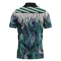 Aotearoa Korowai Motif Zipper Polo Shirt Hei Tiki Poutama Maori Pattern - Polynesian Pride