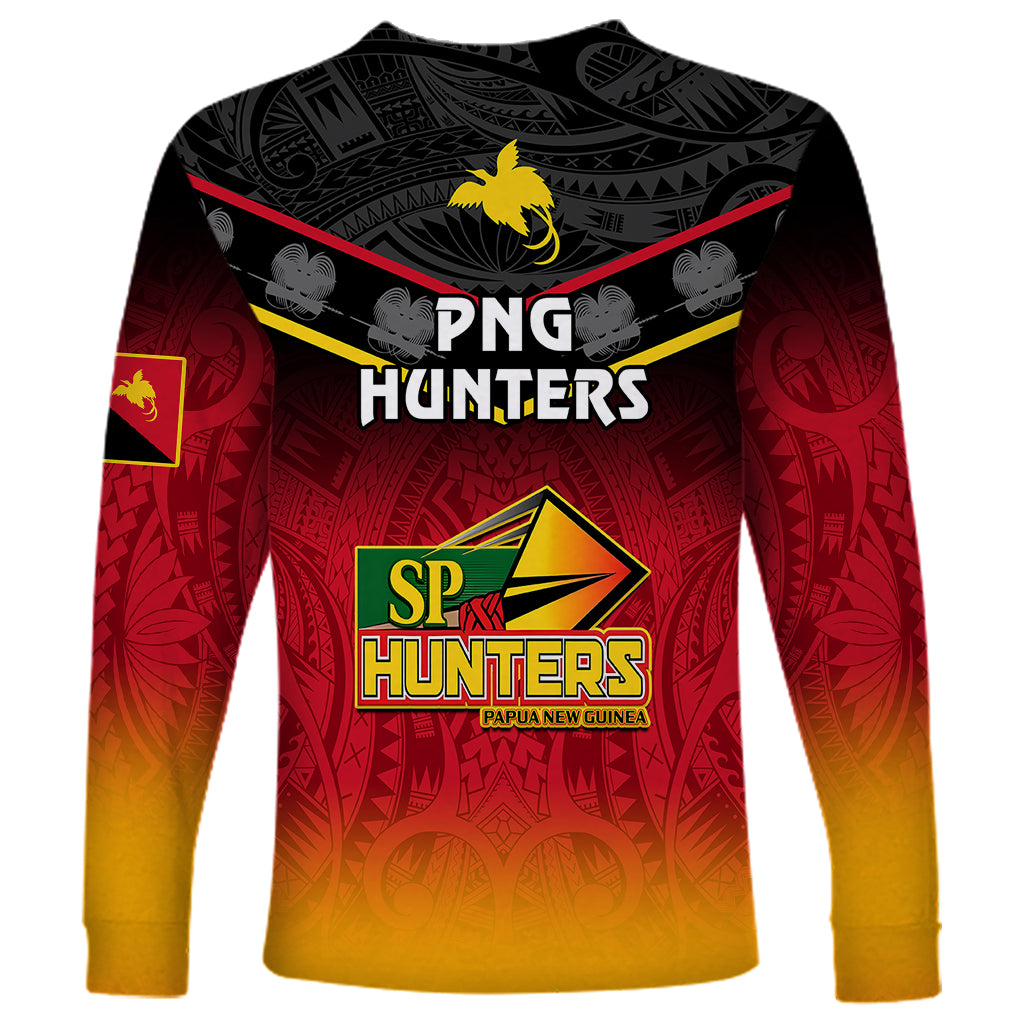 Papua New Guinea Rugby Long Sleeve Shirt PNG Hunters Polynesian Black LT14 - Polynesian Pride