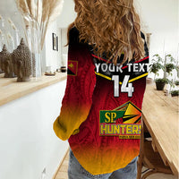 Personalised Papua New Guinea Rugby Women Casual Shirt PNG Hunters Polynesian Black LT14 - Polynesian Pride