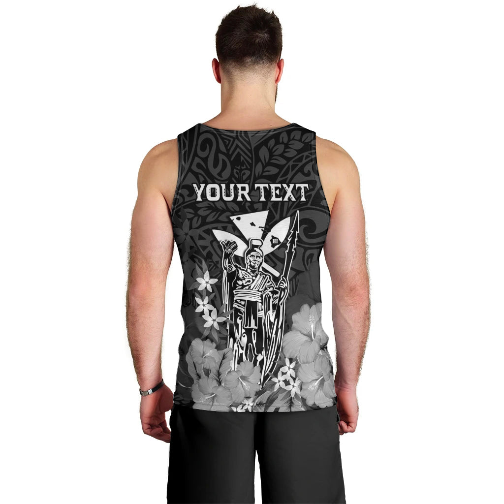 Personalised King Kamehameha Day Hawaii Men Tank Top Polynesia Tribal Kanaka And Hibiscus Black LT14 - Polynesian Pride