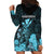 Polynesian Pride King Kamehameha Day Hawaii Hoodie Dress Polynesia Tribal Kanaka And Hibiscus Turquoise LT14 - Polynesian Pride