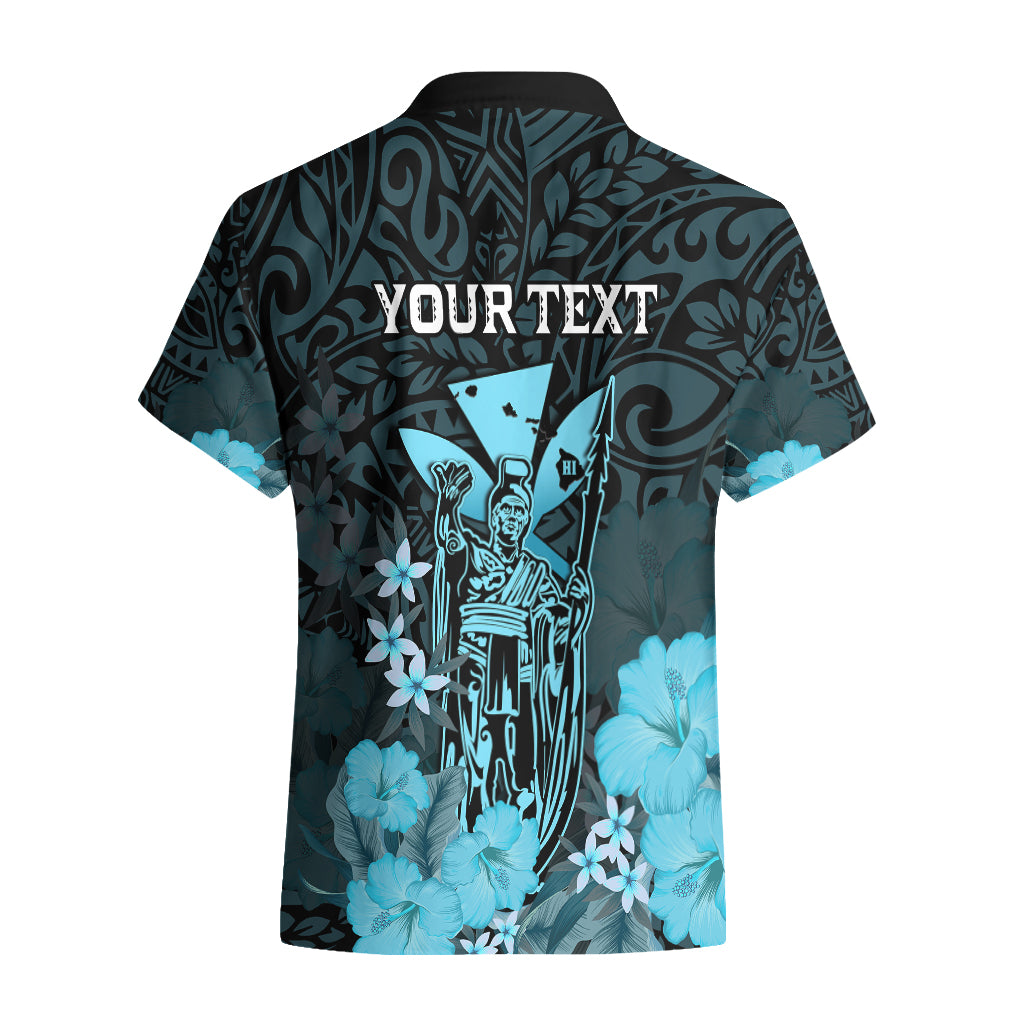 Personalised King Kamehameha Day Hawaii Hawaiian Shirt Polynesia Tribal Kanaka And Hibiscus Turquoise LT14 - Polynesian Pride