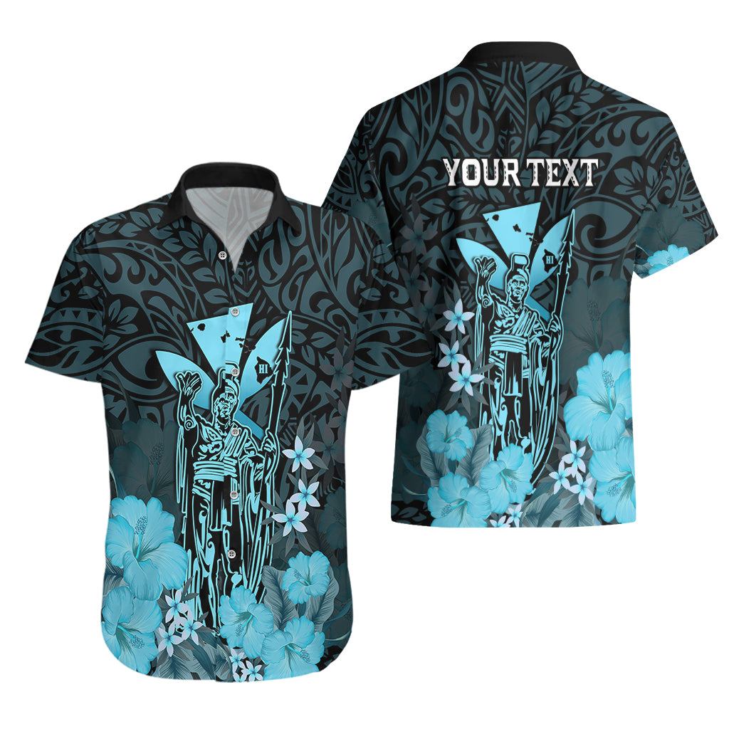 Personalised King Kamehameha Day Hawaii Hawaiian Shirt Polynesia Tribal Kanaka And Hibiscus Turquoise LT14 - Polynesian Pride