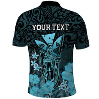 Custom King Kamehameha Day Hawaii Polo Shirt Polynesia Tribal Kanaka and Hibiscus Turquoise LT14 - Polynesian Pride
