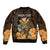 Personalised King Kamehameha Day Hawaii Sleeve Zip Bomber Jacket Polynesia Tribal Kanaka And Hibiscus Gold LT14 - Polynesian Pride
